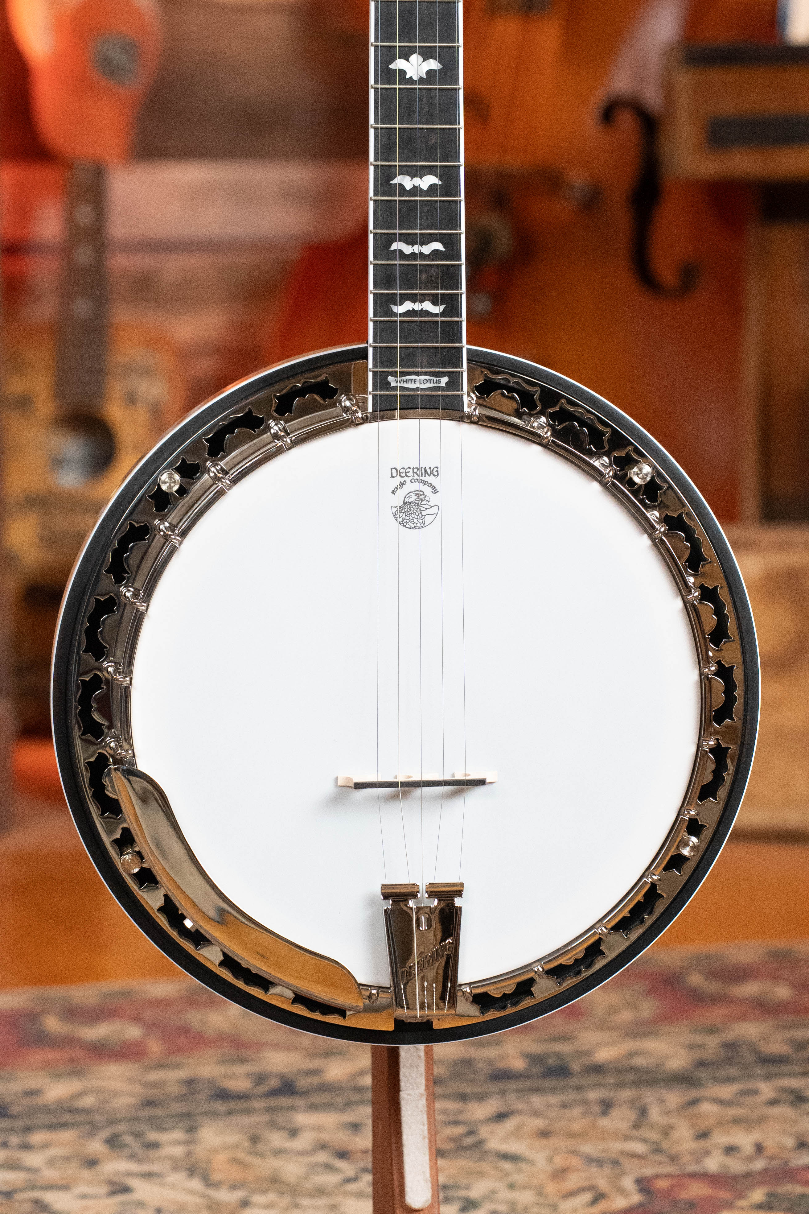 Deering White Lotus 5-String Resonator Banjo w/Spikes Installed #BB44 - Image 5